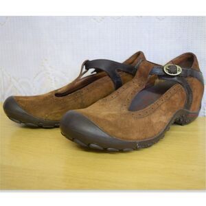 Merrell Plaza Strap Womens Size 6.5 Mary Jane Walk Shoes Dark Spice Brown Suede